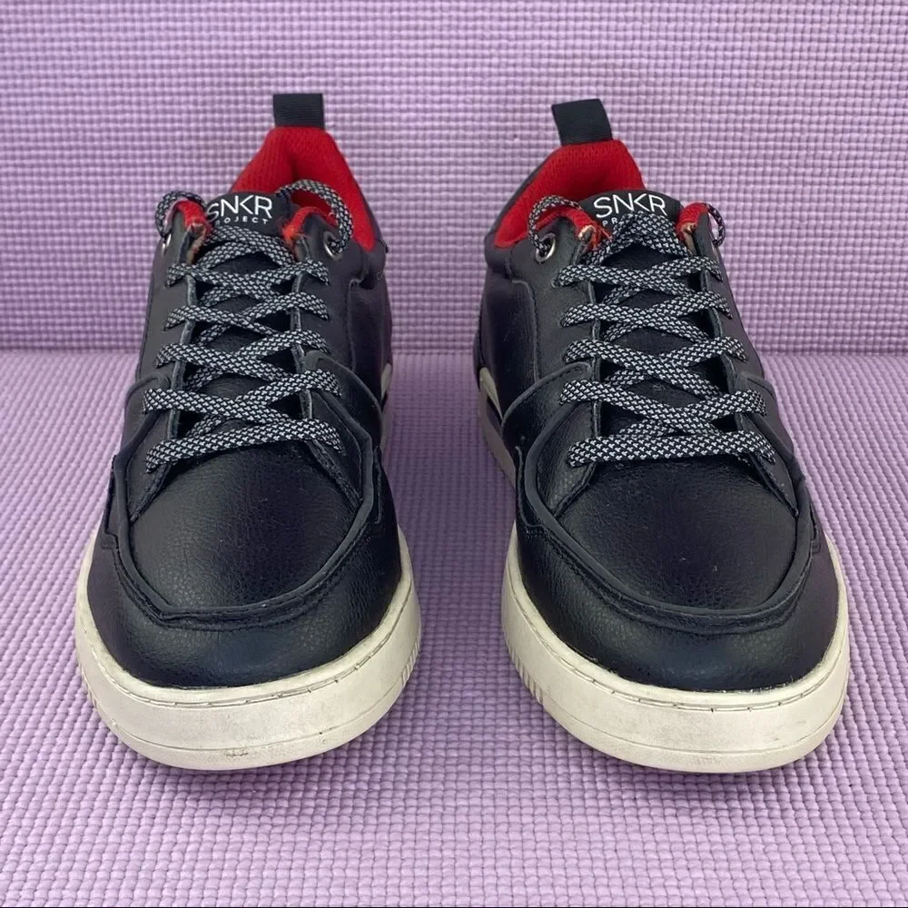 SNKR‎ Project Lafayette Mens Leather Sneakers Size 10.5 Black Red SNKR1815